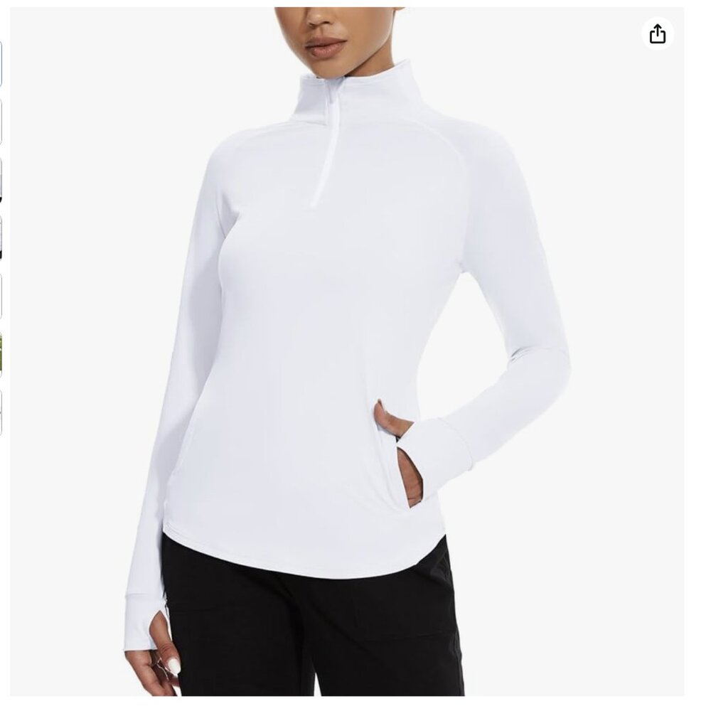 NWT Long Sleeve 3/4 zip Tennis Golf Pickleball Exercise Shirt pockets UPF Large